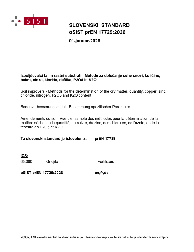 prEN 17729 prEN 17729:2026