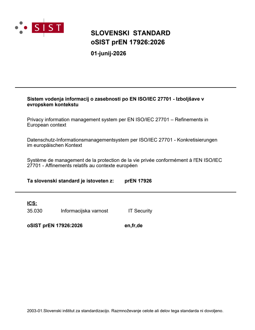 prEN 17926 prEN 17926:2026 - Page 1 preview