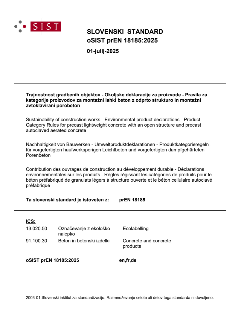 prEN 18185:2025 - BARVE