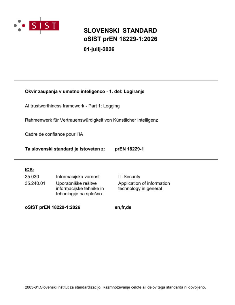 prEN 18229-1 prEN 18229-1:2026 - Page 1 preview