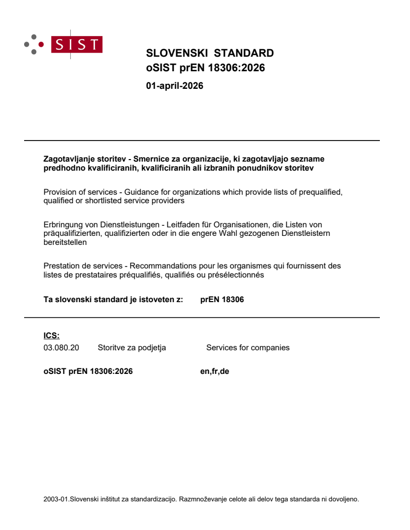 prEN 18306 prEN 18306:2026 - Page 1 preview