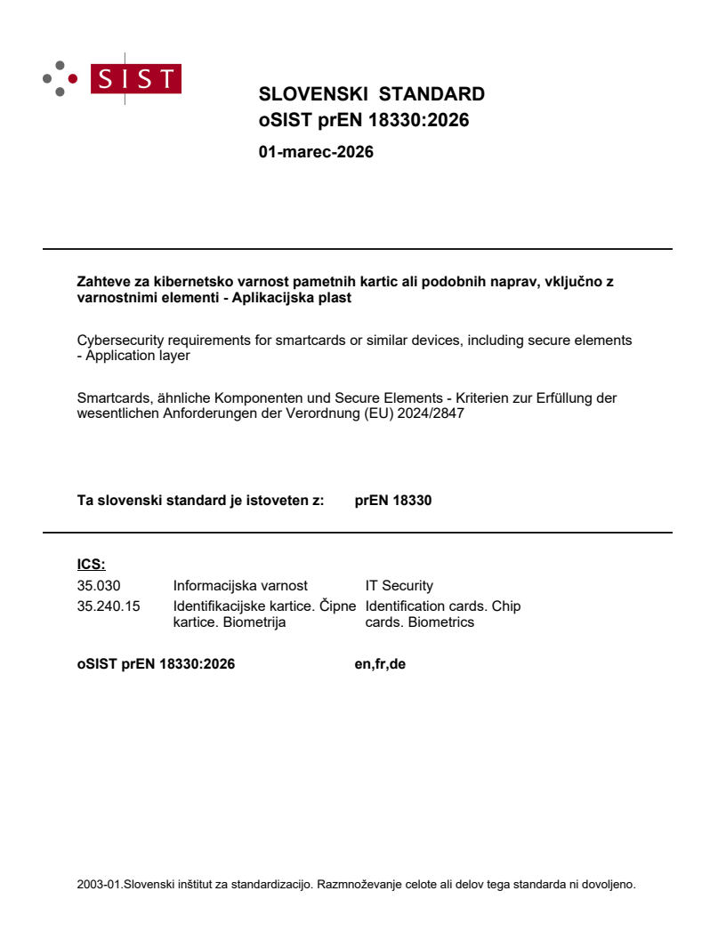 oSIST prEN 18330:2026 oSIST prEN 18330:2026 - Page 1 preview