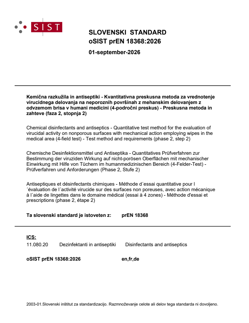 prEN 18368 prEN 18368:2026 - BARVE - Page 1 preview
