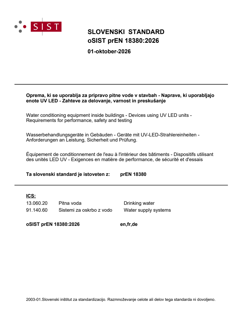 prEN 18380 prEN 18380:2026 - Page 1 preview