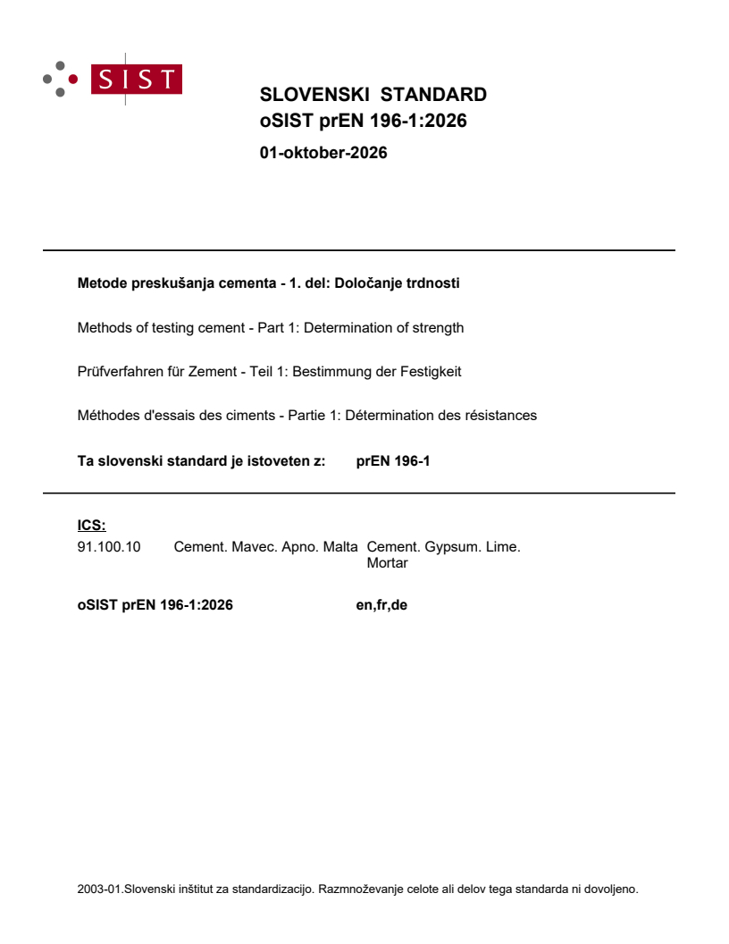 prEN 196-1 prEN 196-1:2026 - Page 1 preview