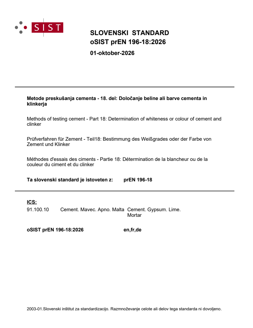 prEN 196-18 prEN 196-18:2026 - BARVE - Page 1 preview