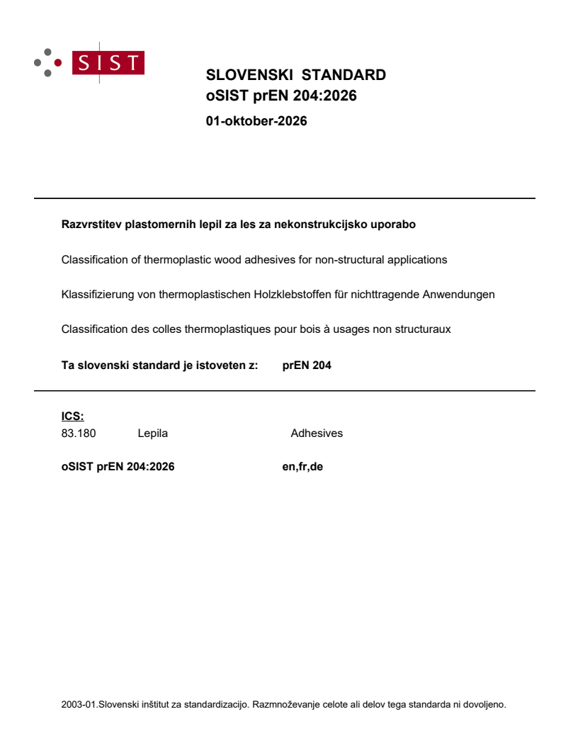 prEN 204 prEN 204:2026 - Page 1 preview