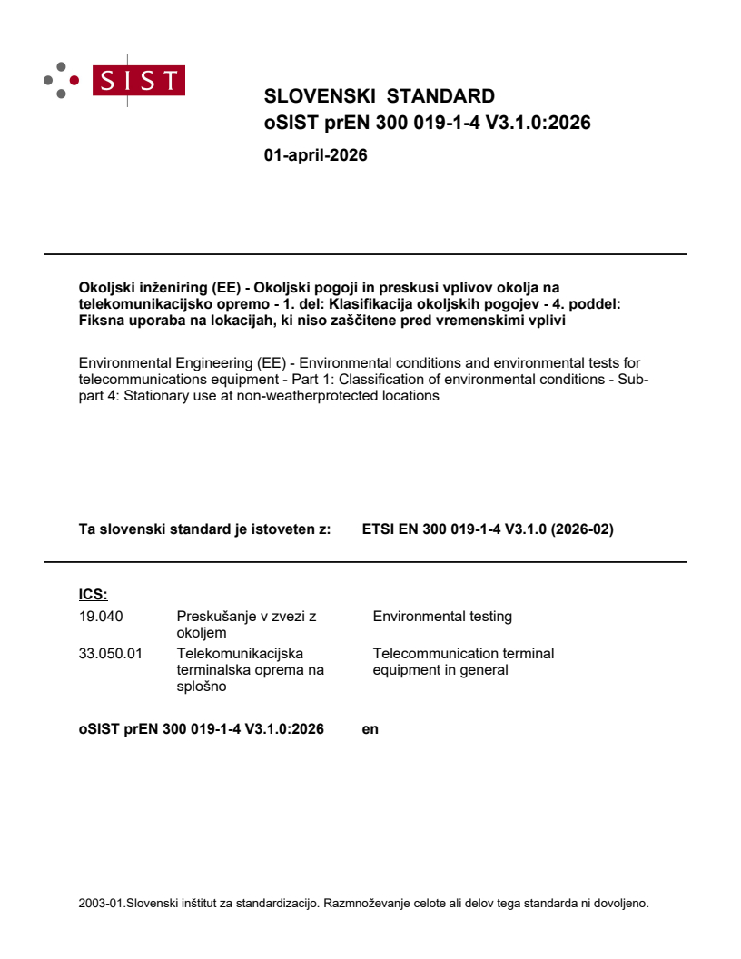 ETSI EN 300 019-1-4 V3.1.1 (2026-05) prEN 300 019-1-4 V3.1.0:2026 - Page 1 preview