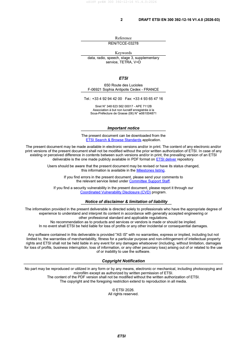 ETSI EN 300 392-12-16 V1.4.1 (2026-07) prEN 300 392-12-16 V1.4.0:2026 - Page 4 preview