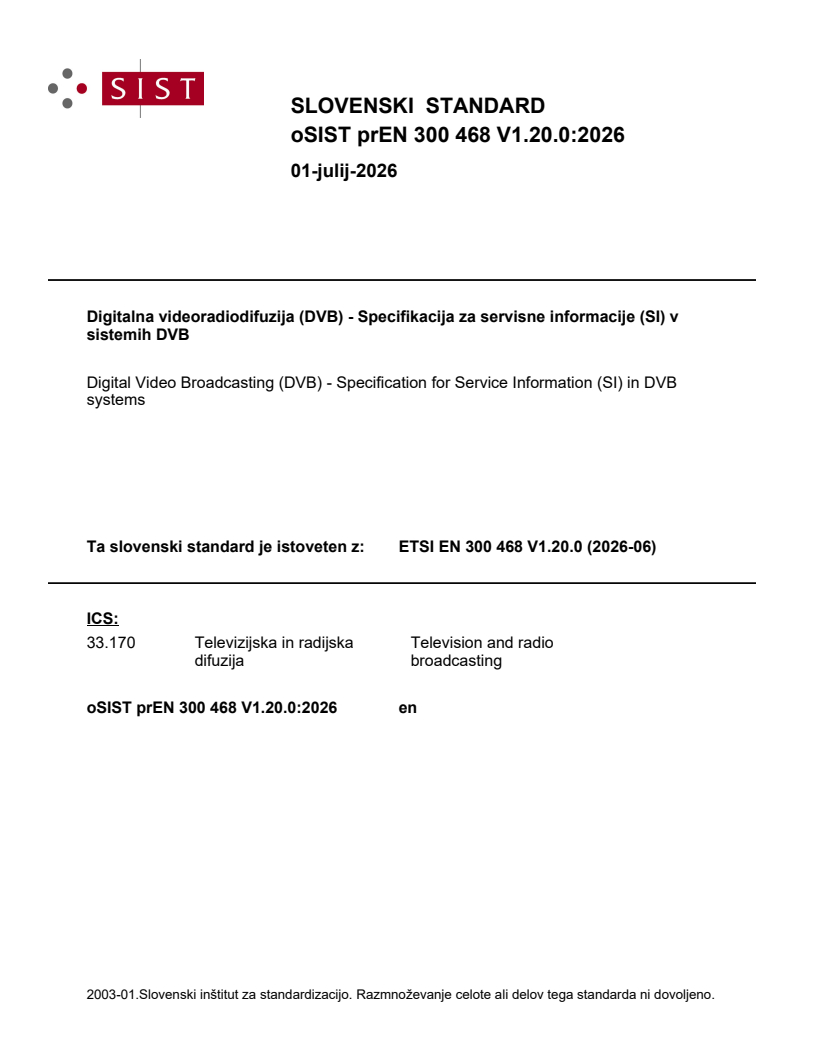 ETSI EN 300 468 V1.20.1 (2026-09) prEN 300 468 V1.20.0:2026 - BARVE - Page 1 preview