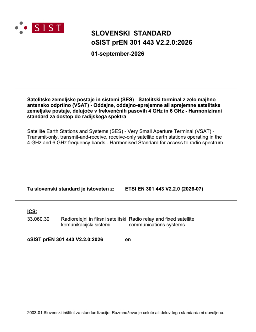 ETSI EN 301 443 V2.2.0 (2026-07) prEN 301 443 V2.2.0:2026 - Page 1 preview