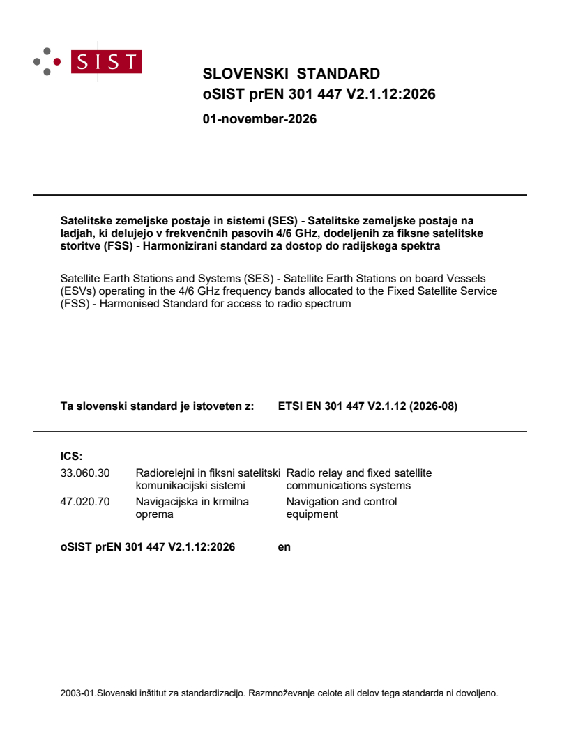 oSIST prEN 301 447 V2.1.12:2026 oSIST prEN 301 447 V2.1.12:2026 - Page 1 preview