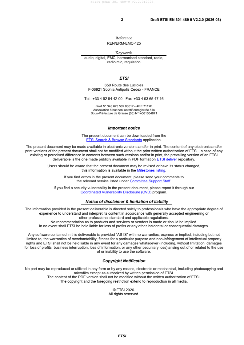 SIST EN 301 489-9 V2.2.1:2026 oSIST prEN 301 489-9 V2.2.0:2026 - Page 4 preview