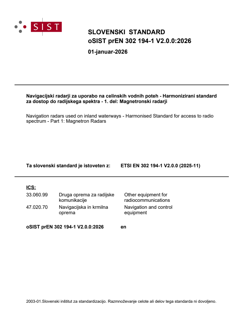 ETSI EN 302 194-1 V2.1.1 (2026-06) prEN 302 194-1 V2.0.0:2026 - BARVE - Page 1 preview