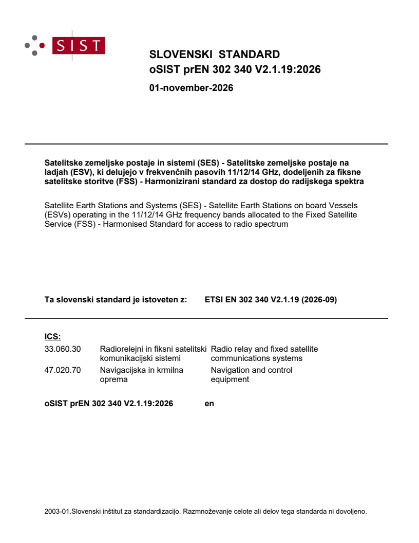 oSIST prEN 302 340 V2.1.19:2026 oSIST prEN 302 340 V2.1.19:2026 - Page 1 preview
