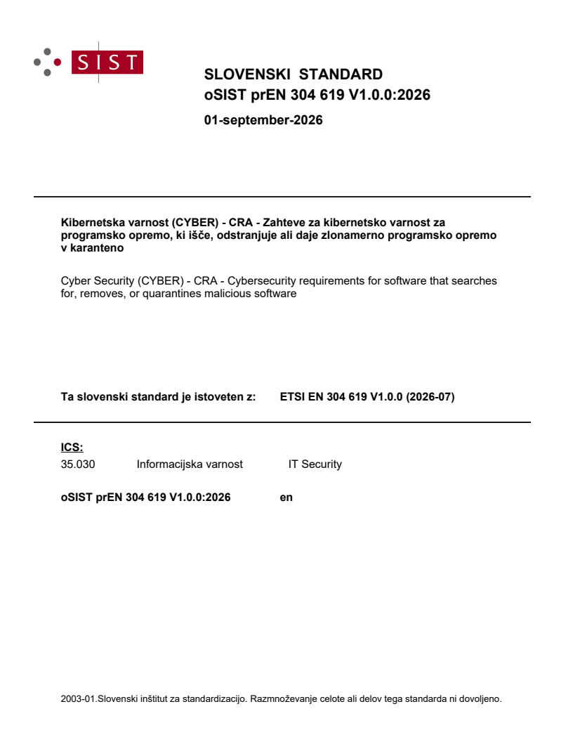 ETSI EN 304 619 V1.0.0 (2026-07) prEN 304 619 V1.0.0:2026 - BARVE - Page 1 preview