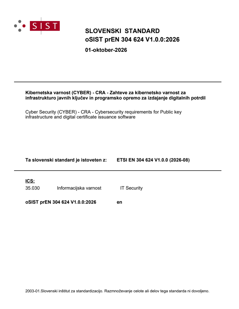 ETSI EN 304 624 V1.0.0 (2026-08) prEN 304 624 V1.0.0:2026 - BARVE - Page 1 preview