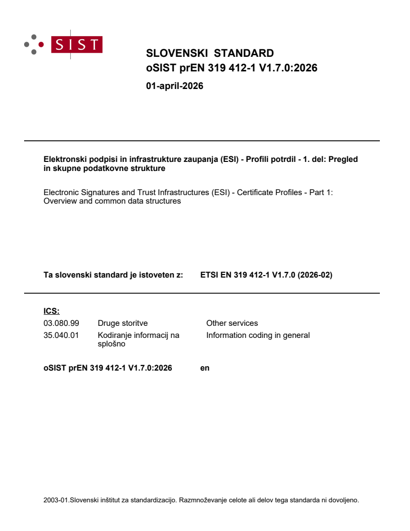 ETSI EN 319 412-1 V1.7.1 (2026-05) prEN 319 412-1 V1.7.0:2026 - Page 1 preview
