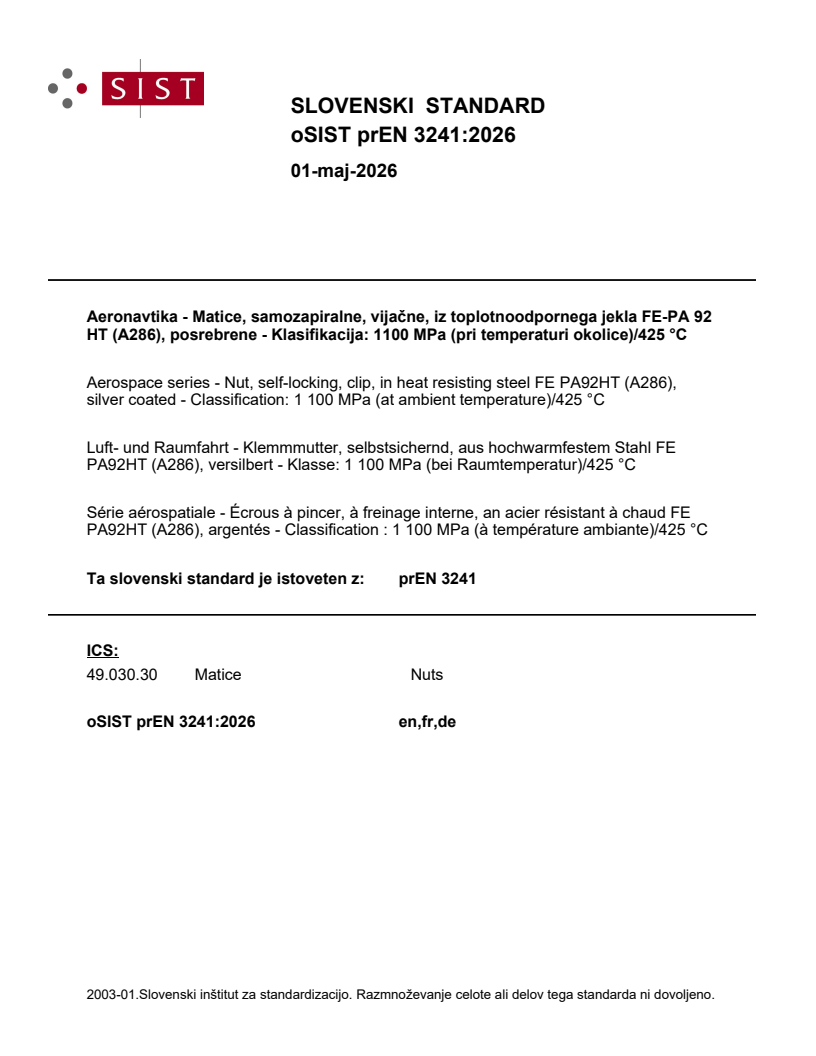 prEN 3241 prEN 3241:2026 - Page 1 preview