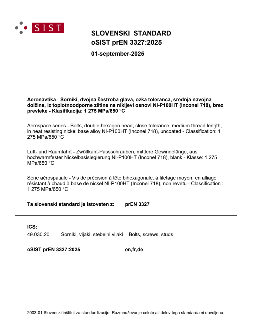 prEN 3327 prEN 3327:2025