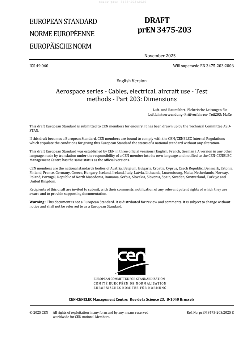 prEN 3475-203 prEN 3475-203:2026