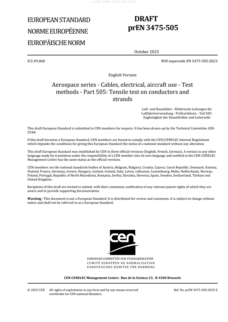 prEN 3475-505 prEN 3475-505:2025 - BARVE