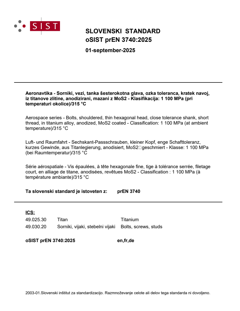 prEN 3740:2025
