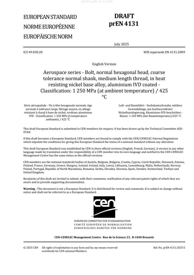 oSIST prEN 4131:2025