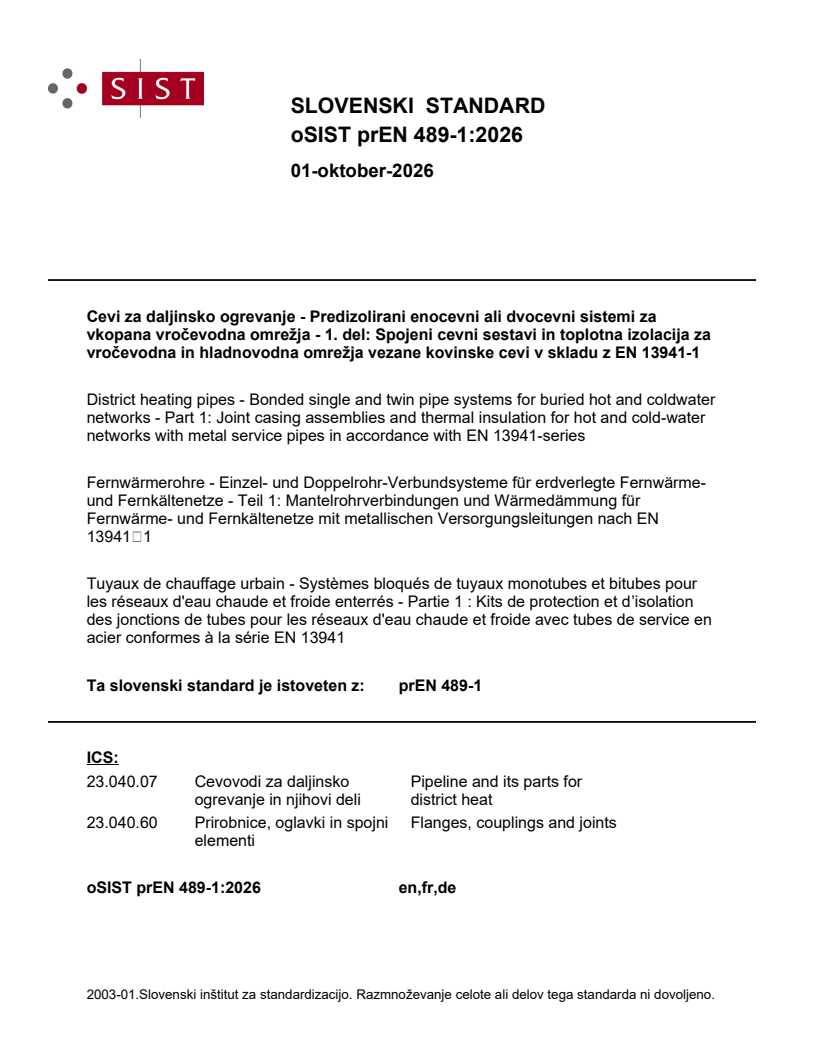 prEN 489-1 prEN 489-1:2026 - BARVE - Page 1 preview