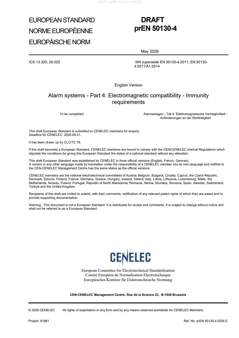 prEN 50130-4:2026 prEN 50130-4:2026 - Page 3 preview