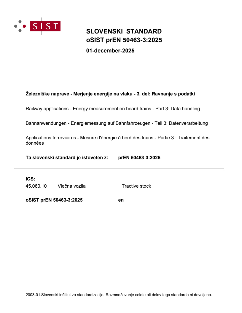 prEN 50463-3:2025 - BARVE