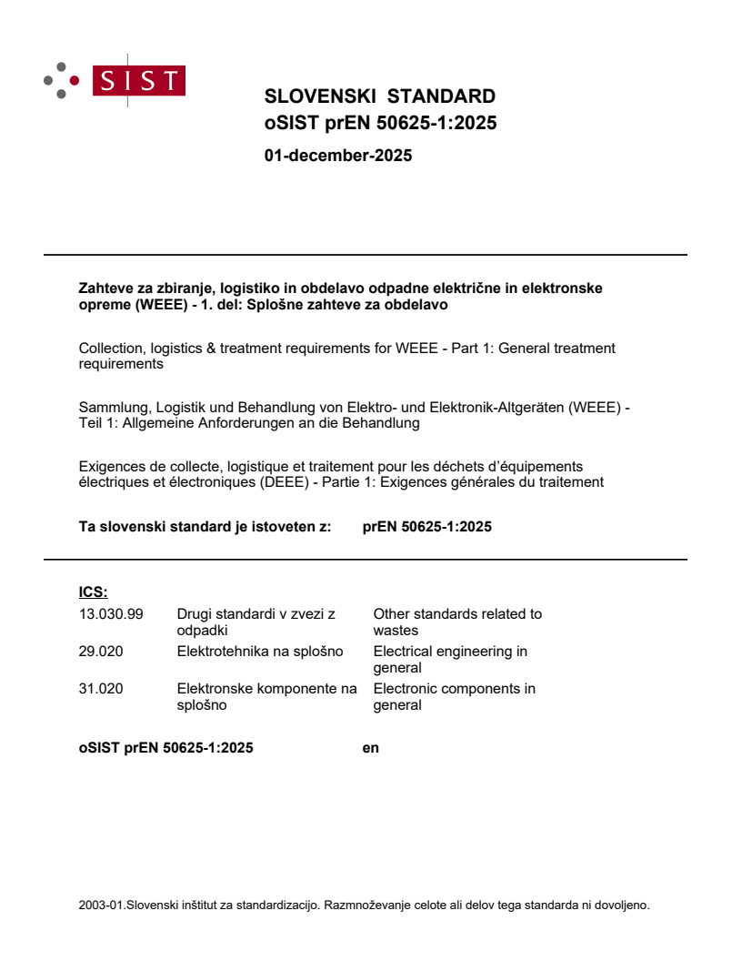 prEN 50625-1:2025 prEN 50625-1:2025