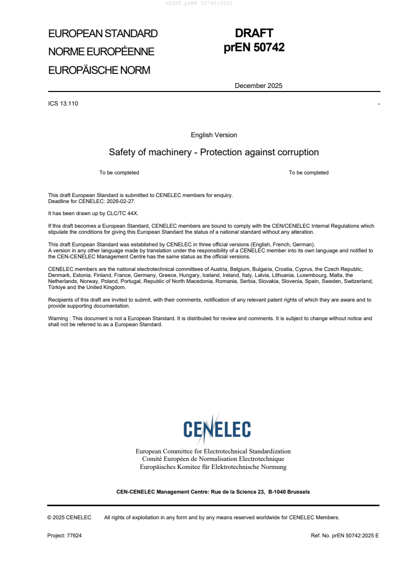 prEN 50742:2025 prEN 50742:2026 - BARVE