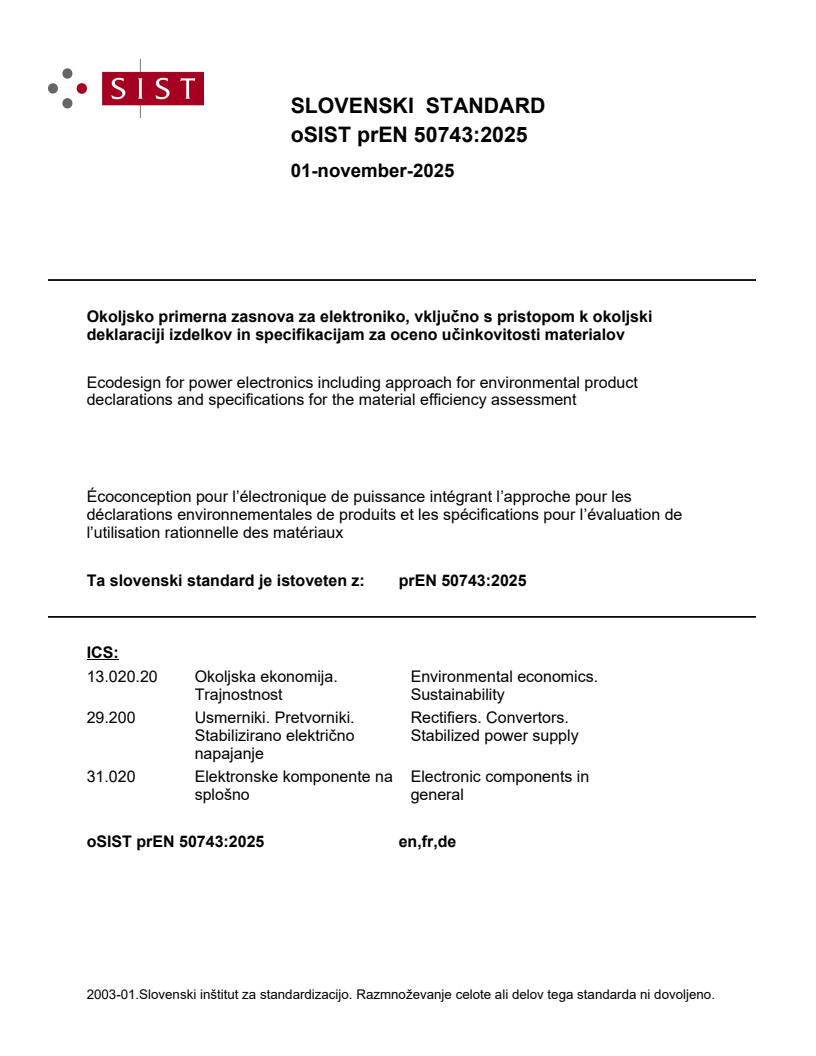 prEN 50743:2025 - BARVE
