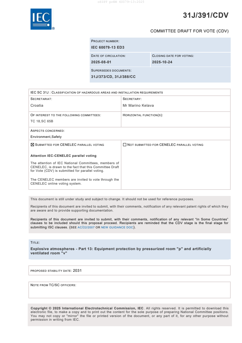prEN 60079-13:2025