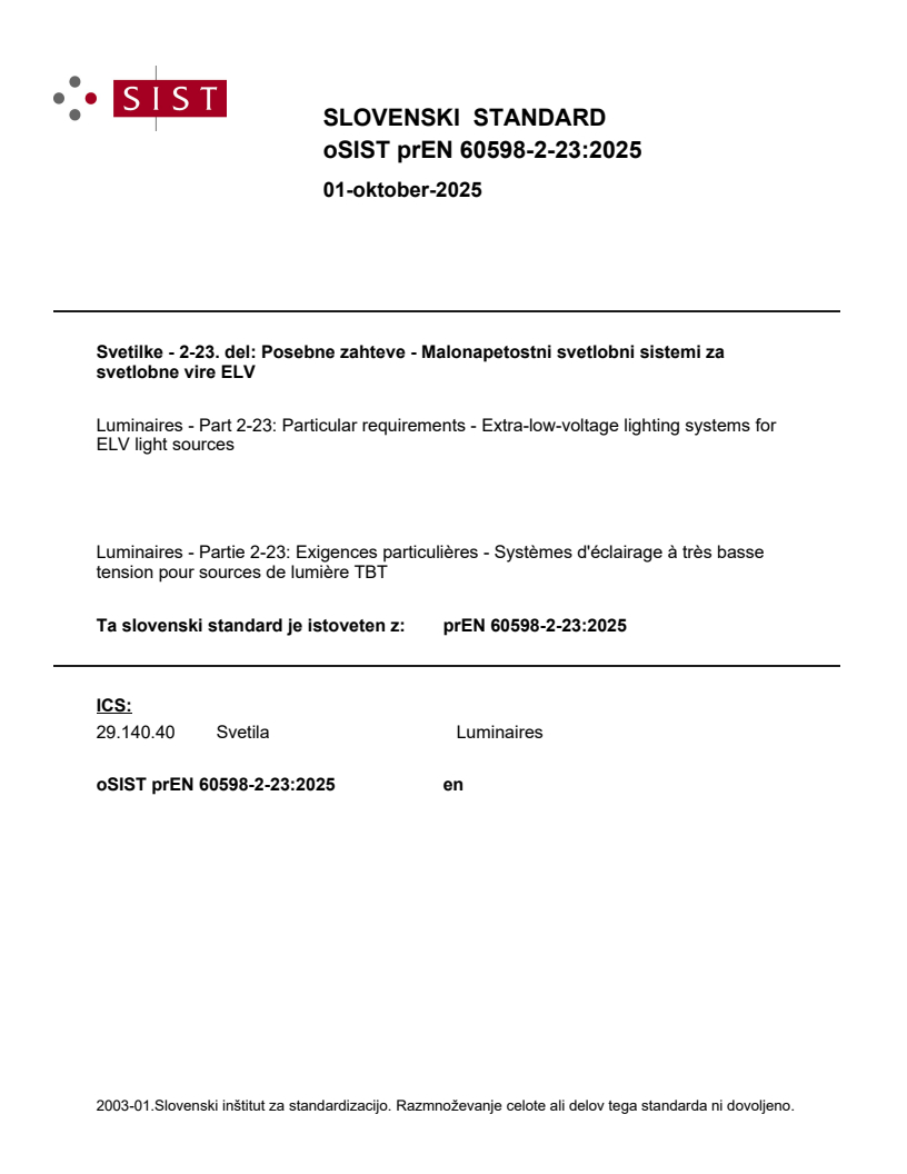 prEN 60598-2-23:2025
