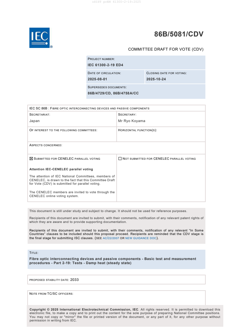 prEN 61300-2-19:2025