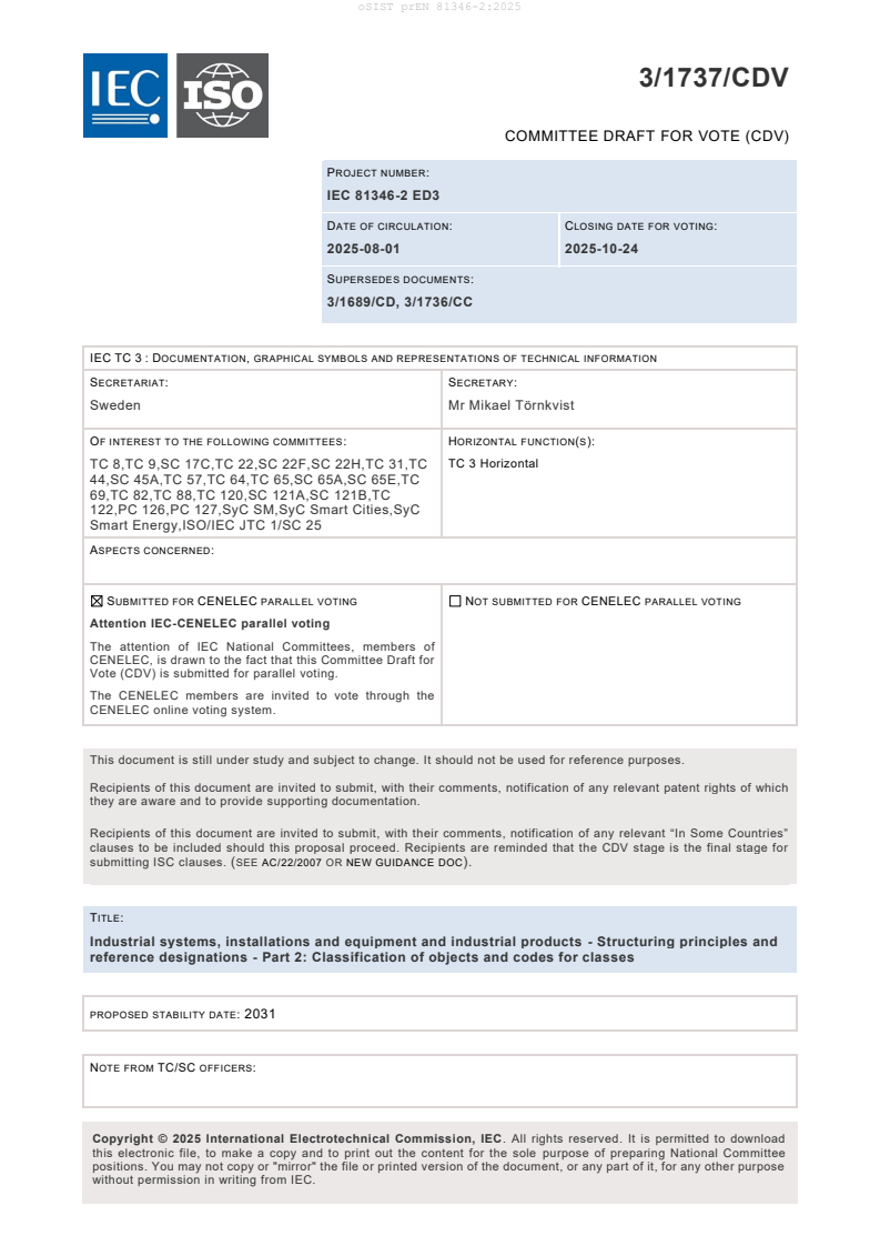 prEN 81346-2:2025 - BARVE