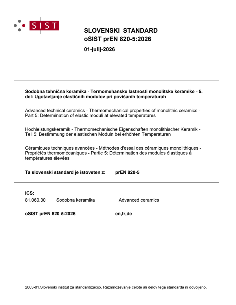 prEN 820-5 prEN 820-5:2026 - Page 1 preview