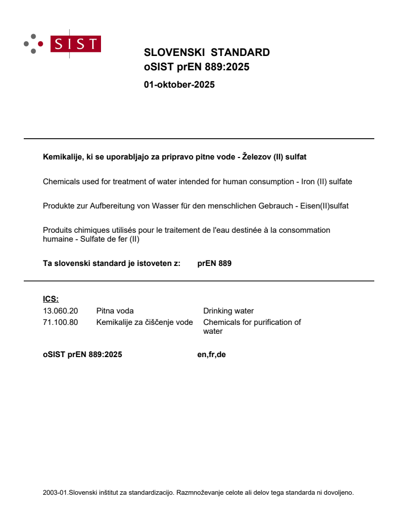 prEN 889:2025 - BARVE