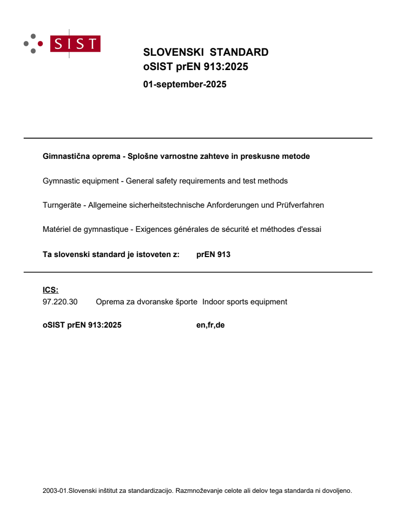 prEN 913:2025 - BARVE