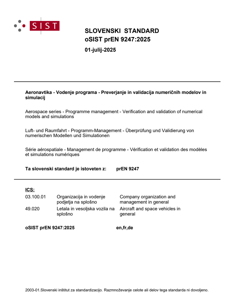 prEN 9247:2025 - BARVE