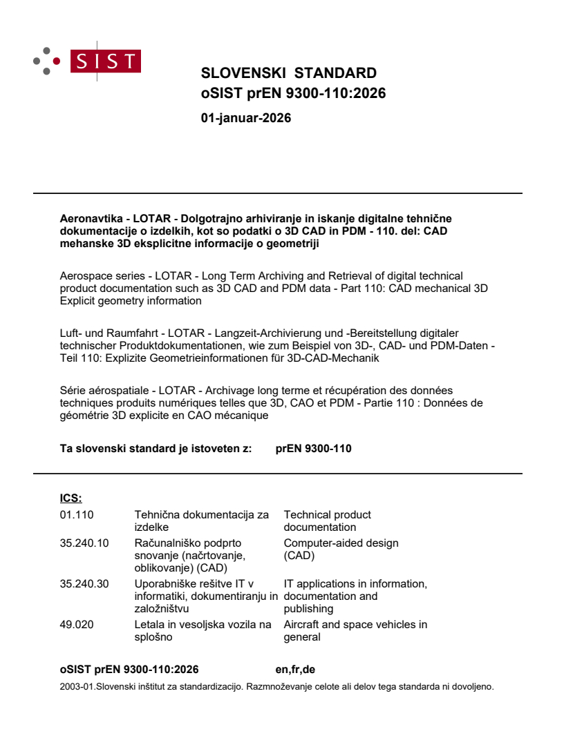 prEN 9300-110:2026 - BARVE