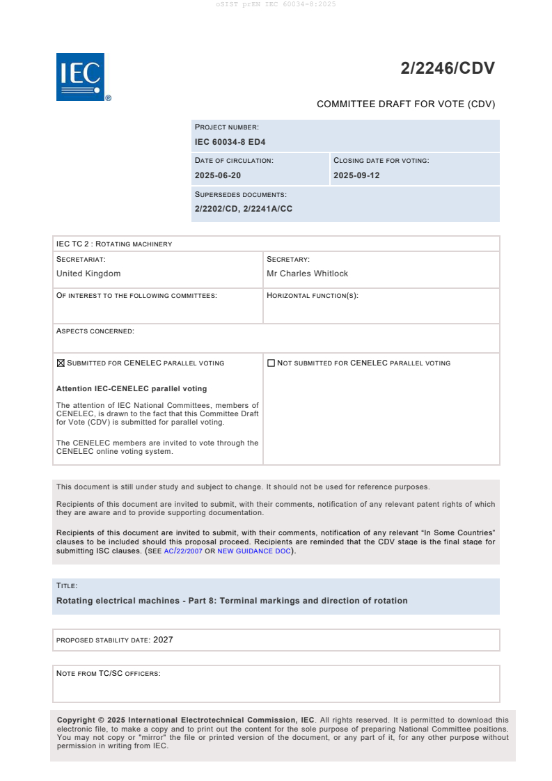 prEN IEC 60034-8:2025