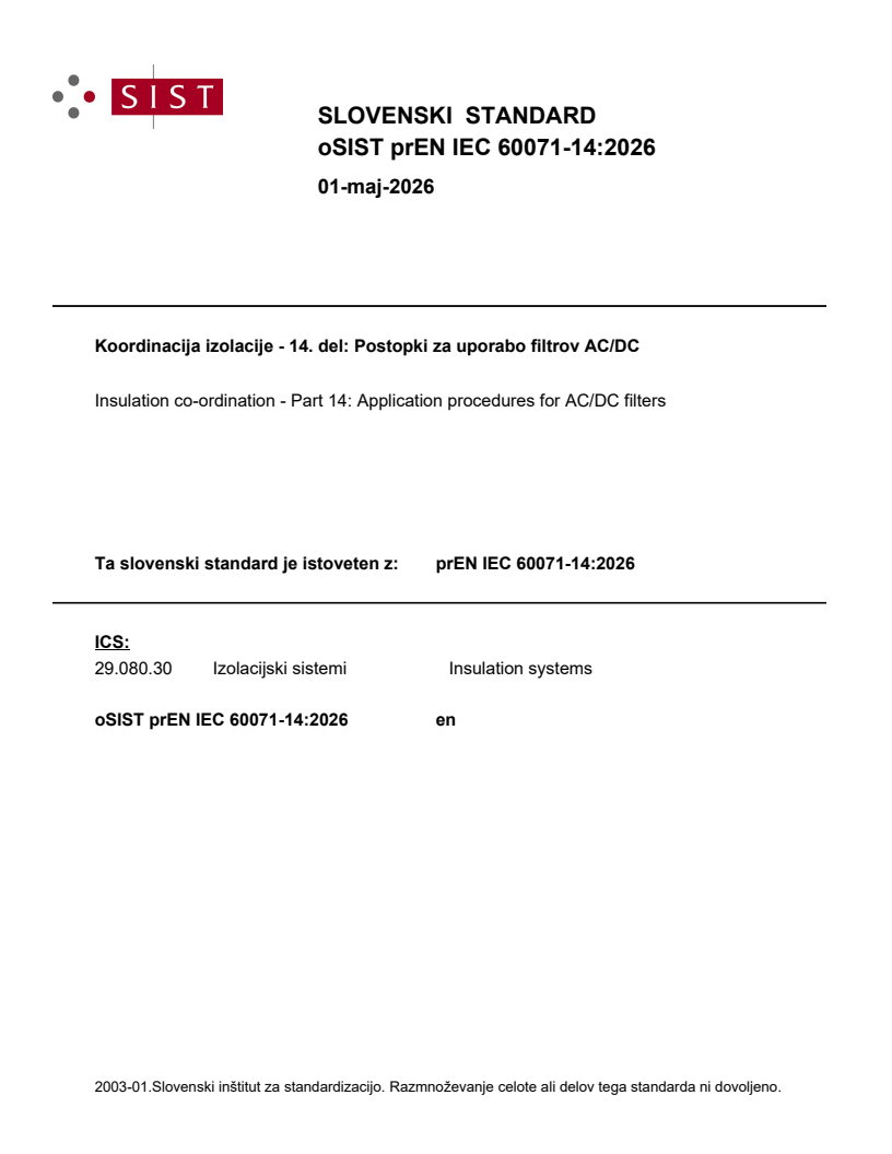 prEN IEC 60071-14:2026 prEN IEC 60071-14:2026 - Page 1 preview