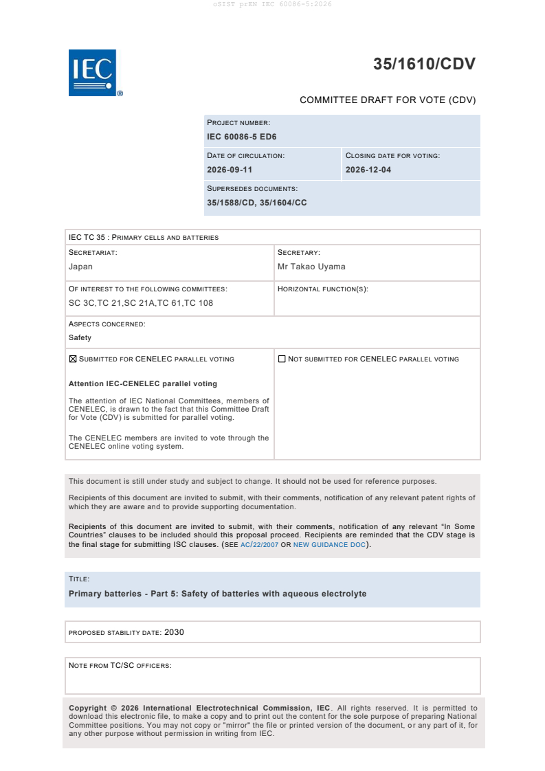prEN IEC 60086-5:2026 prEN IEC 60086-5:2026 - BARVE - Page 3 preview