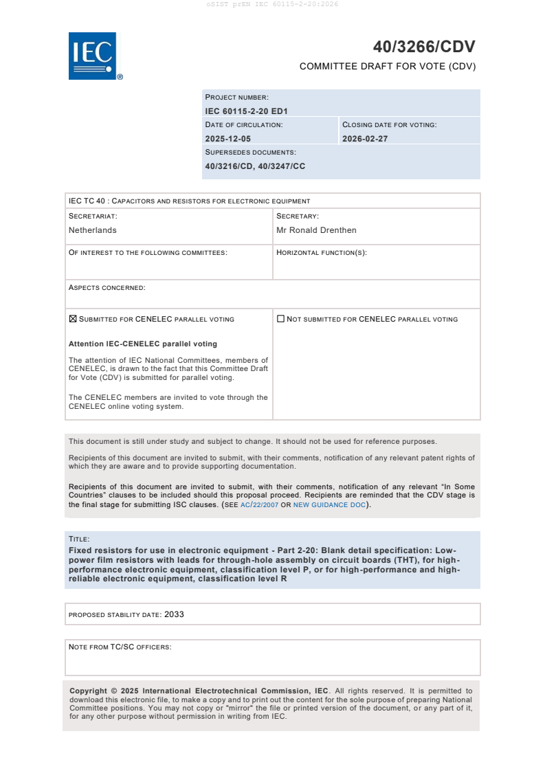prEN IEC 60115-2-20:2026