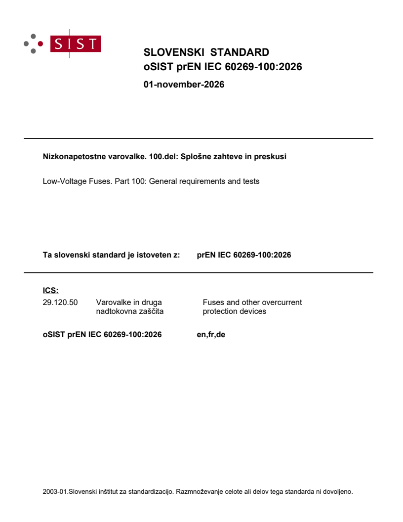 prEN IEC 60269-100:2026 prEN IEC 60269-100:2026 - Page 1 preview