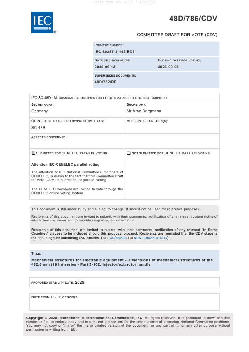 prEN IEC 60297-3-102:2025 - BARVE