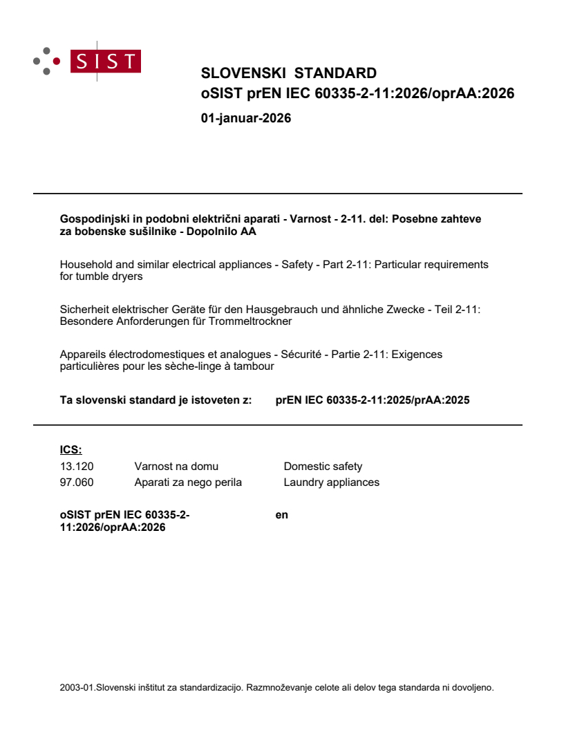 prEN IEC 60335-2-11:2026/oprAA:2026